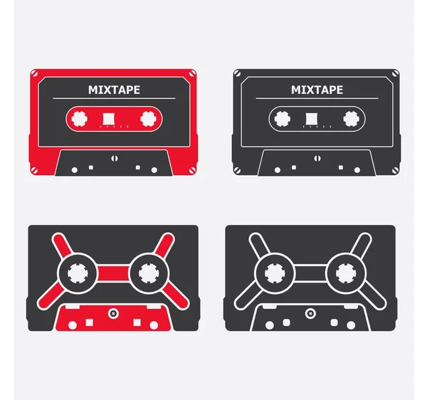 Two Different Cassette Tape Icons Old School Music Element — Stock Vector