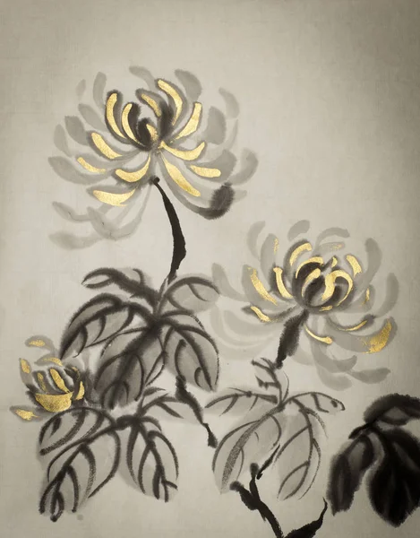Chrysant bloem met gouden bloemblaadjes — Stockfoto