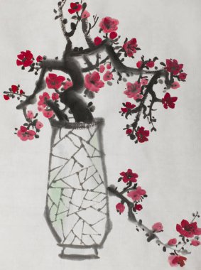 çiçek açması parlak kırmızı Erik dalı