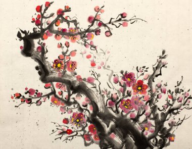 parlak kırmızı Erik dalı