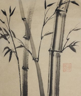 Bambu ağaçları Hint mürekkeple boyalı