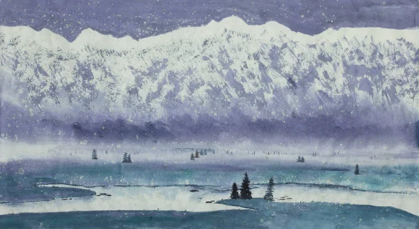 Chiński śniegu w górach, jak i zimą — Zdjęcie stockowe