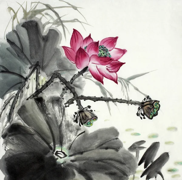 Λουλούδι του λωτού ζωγραφισμένα — Φωτογραφία Αρχείου