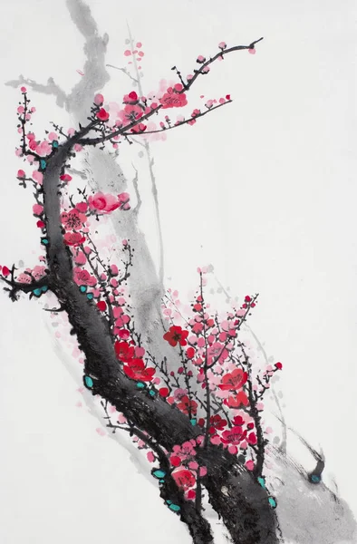 Flowering plum branch — Stock Photo, Image