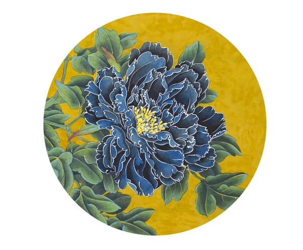 Blue peony in a circle — Stock Photo, Image