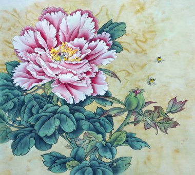 pembe Şakayık çiçeği ve arılar