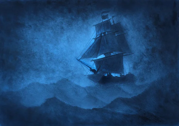   yelkenli gemi bir fırtınada