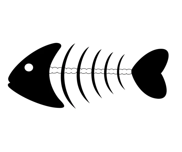 Рыбный скелет. Черная простая векторная иллюстрация . — стоковый вектор