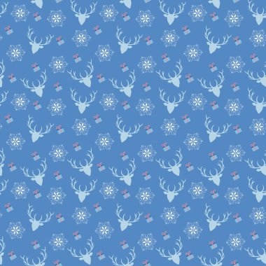 Geyik, kar tanesi ve hediye ile Noel kalıbı.