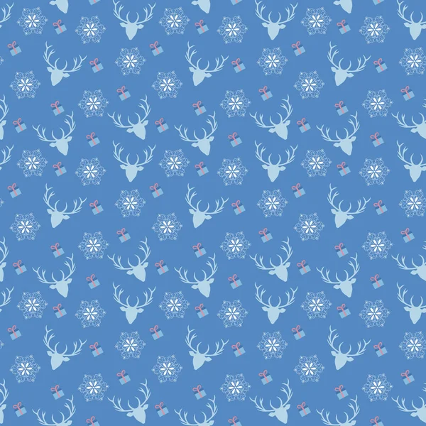 Geyik, kar tanesi ve hediye ile Noel kalıbı.