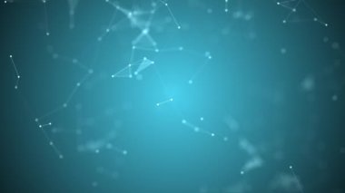 Çizgiler, noktalar ve üçgen hareketli güzel geometrik arka plan. Pleksus fantezi soyut teknoloji. 4k