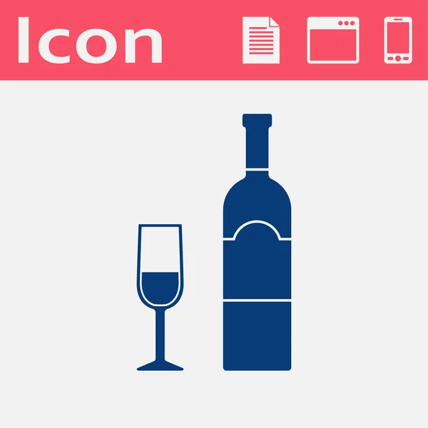 Icône de verre à vin avec bouteille — Image vectorielle