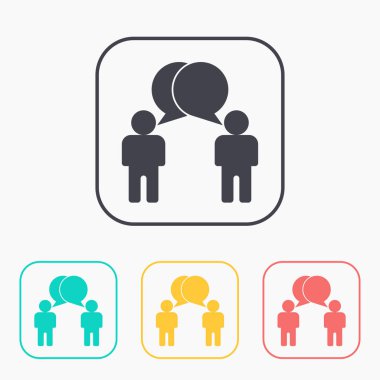 Konuşan düz simgesi iki kişi. Vektör iletişim illüstrasyon.