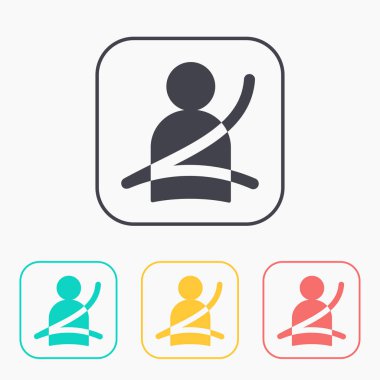 Seat belt fasten remind vector hmi dashboard flat icon clipart