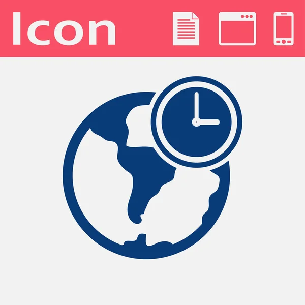 Globo con icono de vector de reloj — Vector de stock