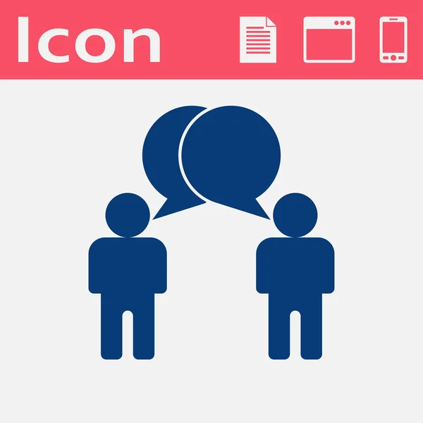 Two people talking flat icon. Vector dialog illustration. — Stock Vector