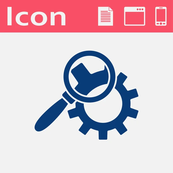 Cog kerekek vizsgálat lapos ikonra. Konfigurációs vektoros illusztráció — Stock Vector