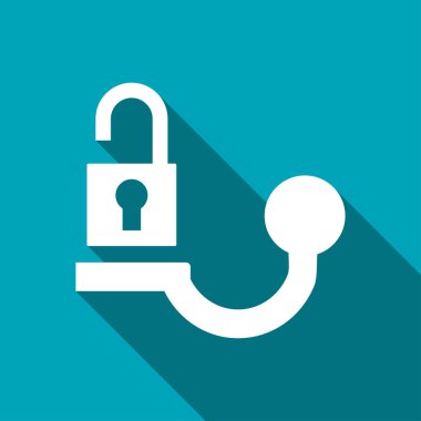 Römork çekici hitch kilidini uyarı vektör HMI Pano düz simgesi