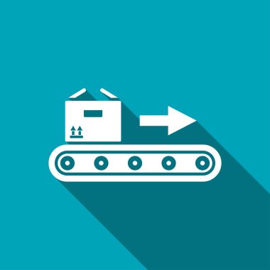 Konveyör bant kutusu vektör düz simgesiyle