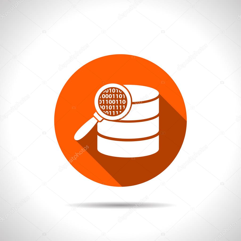 Search database flat icon. magnifier and data vector illustration