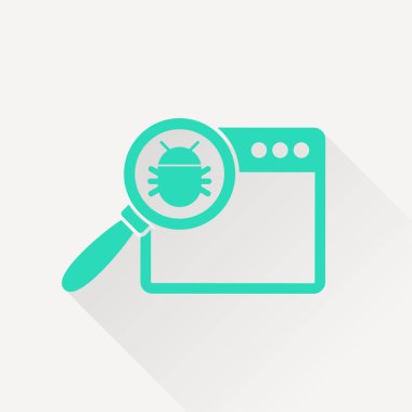 Manual debugging process, code development programming concept web flat vector icon. Elimination bugs from computer app illustration. clipart svg vector 