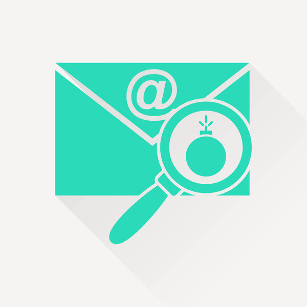 почтовый значок бомбы. взрывное устройство на векторной иллюстрации конверта
