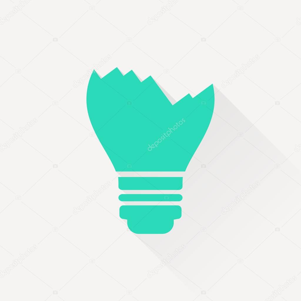 Broken light bulb vector flat icon