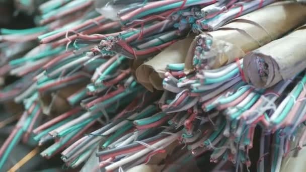 Used copper communication cable — Stock Video
