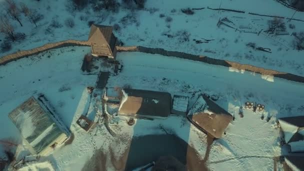 Castelo de madeira de Khortytsya. Vista aérea: Castelo de madeira de Khortytsya — Vídeo de Stock