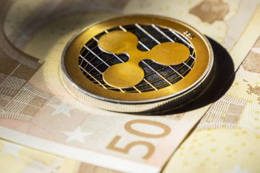 Cryptocurrency paralar euro banknot üzerinde; Dalgalanma sikke