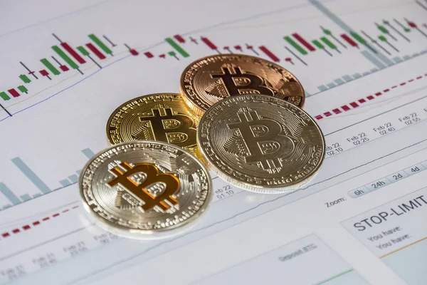Cryptocurrency paralar üzerinden satın almak ve satmak ticaret grafik; Bitcoin 