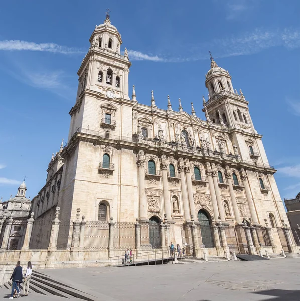 Jaen Assumption catedral vista lateral fachada principal, Espanha — Fotografia de Stock