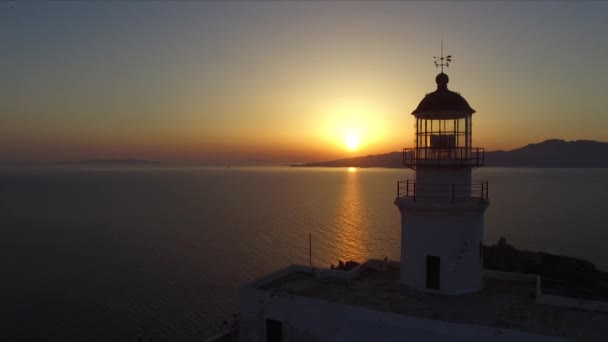 Mykonos fyr i Grekland — Stockvideo