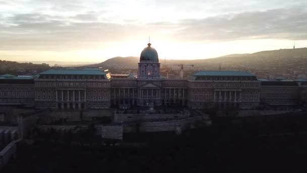 Buda Castle Kwartaal Zonsondergang Unesco 1987 Hongarije Budapest — Stockvideo