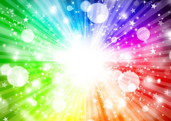 Abstract rainbow background, sparkling stars, colorful explosion — Stock Photo, Image