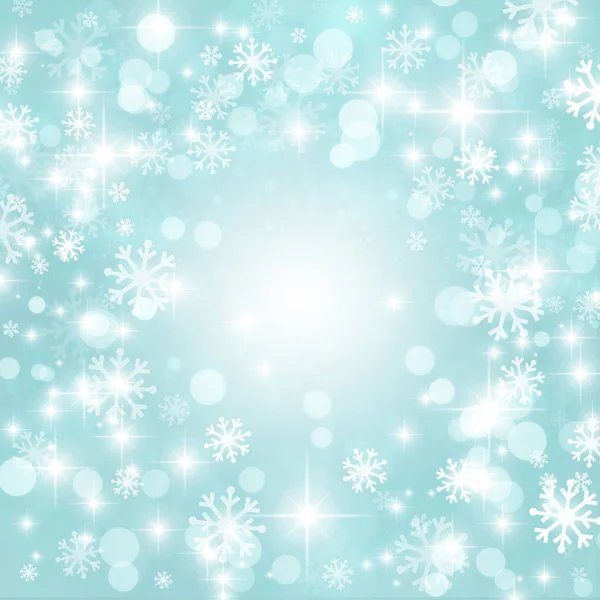 青いクリスマスの背景、クリスマス、新年、雪の結晶、星 — ストック写真