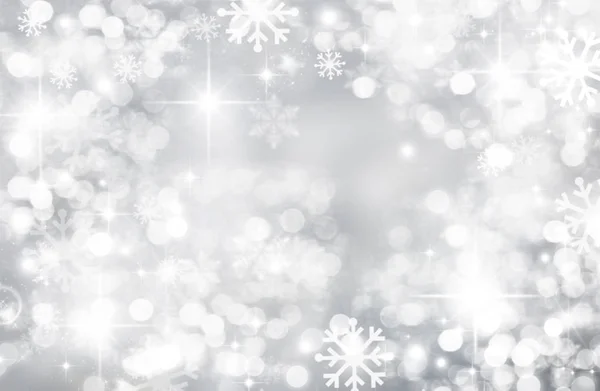 银色冬日背景，模糊不清，雪花飘扬，圣诞, — 图库照片