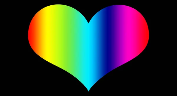 Rainbow heart on black background, multicolor, bright, abstract