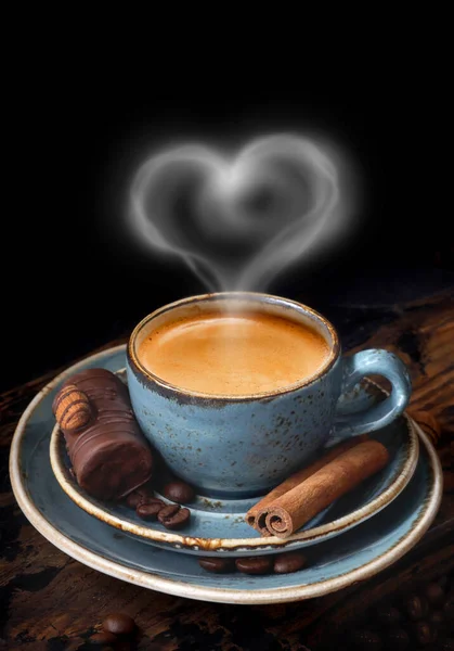 aroma, background, drink, black, blue coffee Cup, Breakfast, brown, cafe, Caffeine, cappuccino, close-up, coffee, coffee beans, craft, Cup, dark, drink, espresso, flavor, food, heart of hot steam, hot, latte, heart, cinnamon sticks, chocolate cake, m