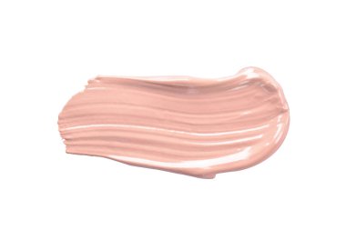 Sıvı bazlı boya darbeleri beyaza izole edilmiş. Kozmetik makyaj vakfı beyaz arka planda izole edilmiş, ton kremi lekeli, kapatıcı. Smar vuruşu.