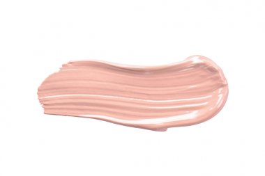 Sıvı bazlı boya darbeleri beyaza izole edilmiş. Kozmetik makyaj vakfı beyaz arka planda izole edilmiş, ton kremi lekeli, kapatıcı. Smar vuruşu.