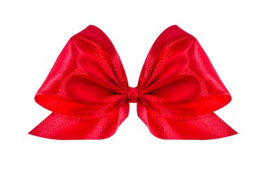 kırmızı saten hediye yay. Şerit. beyaz izole.