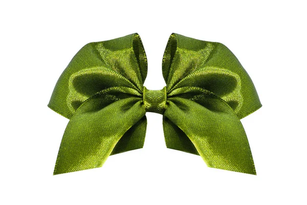 Grüne Satin Geschenkschleife. Schleife. isoliert auf weiß. — Stockfoto