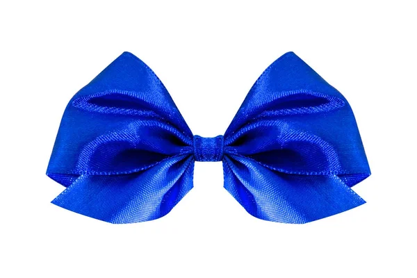 Blaue Satin-Geschenkschleife. Schleife. isoliert auf weiß. — Stockfoto