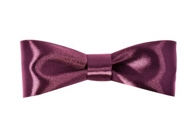 Şarap rengi saten hediye yay. Şerit. Beyaz izole.