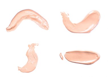 sıvı temel boya konturları beyaz kozmetik ürünleri izole. Smear kontur.