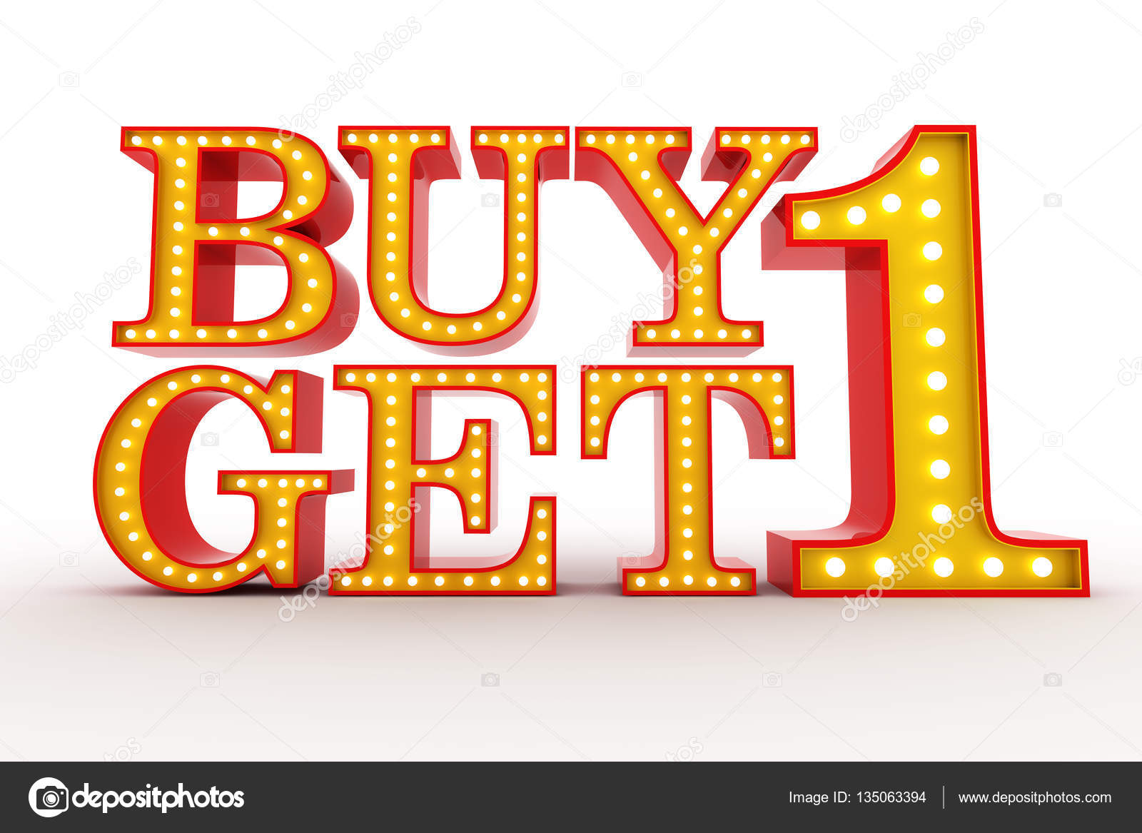 Buy one get one Free Broadway style light bulb alphabet 3d on white