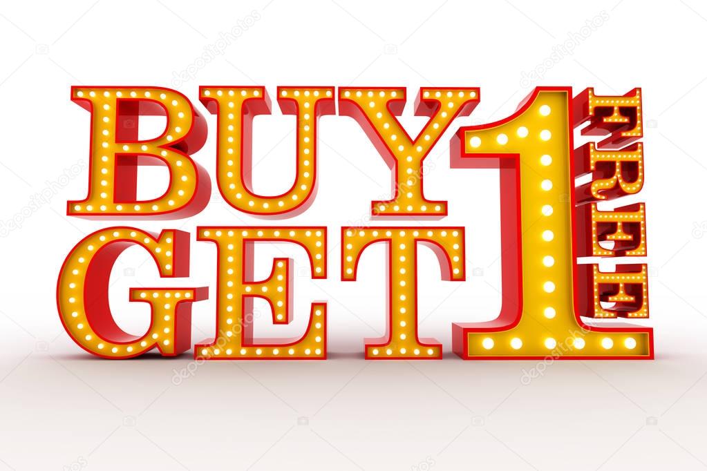 Buy one get one Free Broadway style light bulb alphabet 3d  on white background