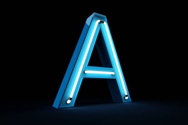 Neon ışık alfabe 3d render