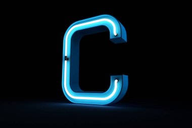 Neon ışık alfabe 3d render